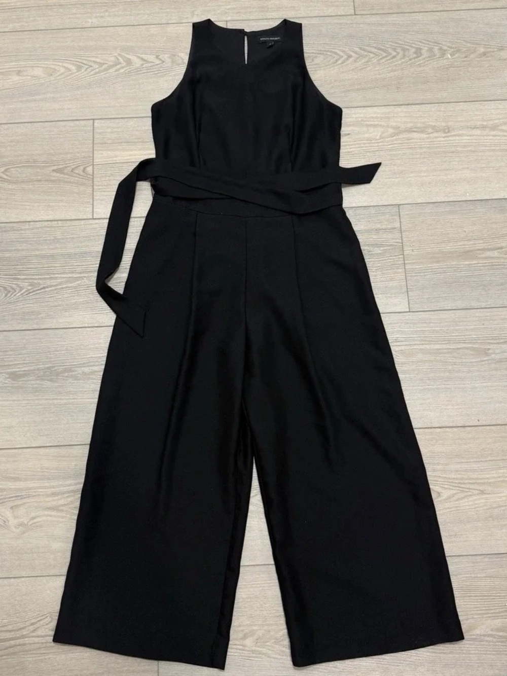Sleeveless Black Wide-Leg Jumpsuit with Waist Tie